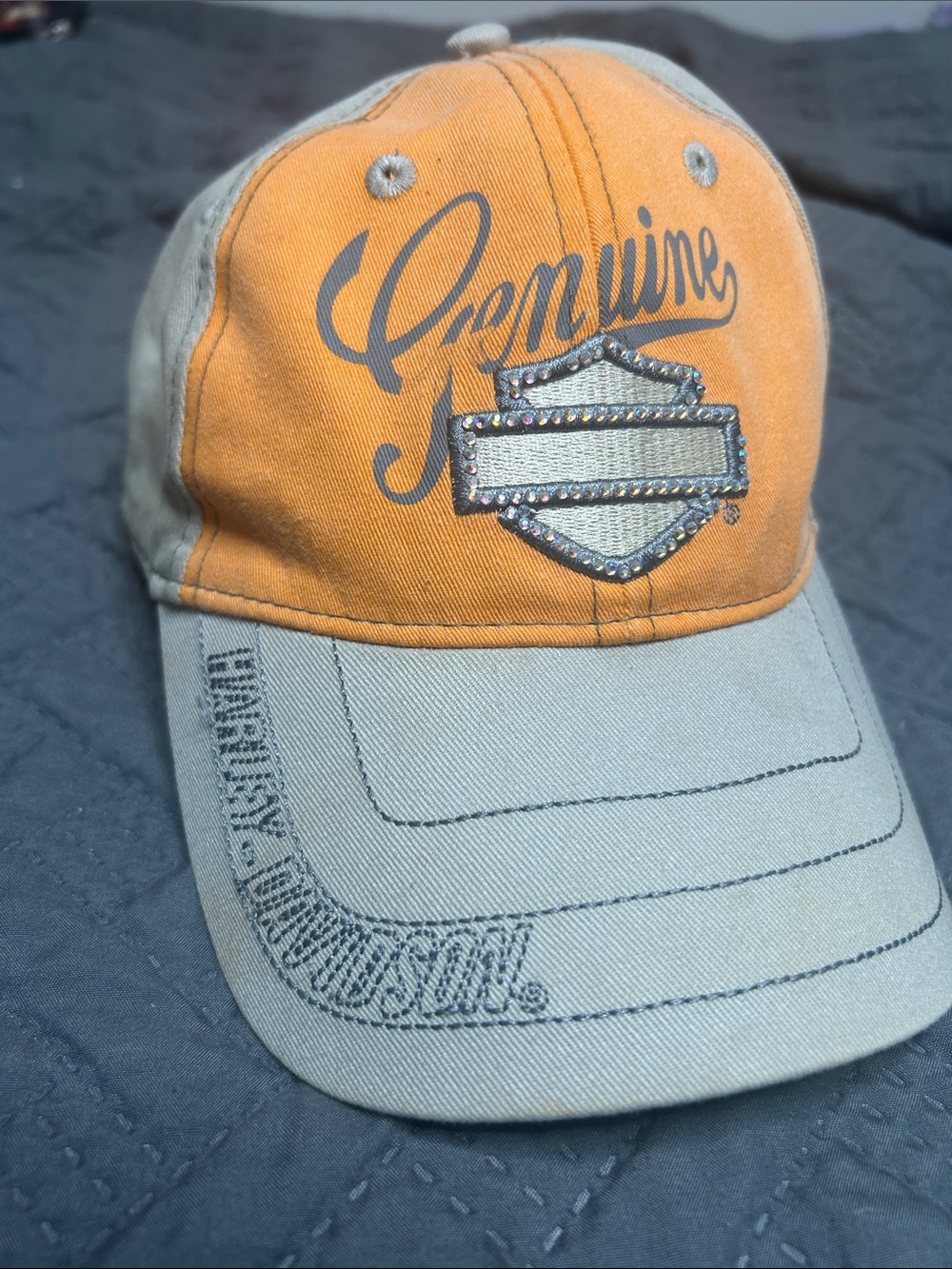Harley-Davidson Orange and Gray Embroidered 'Genuine' Logo Cap